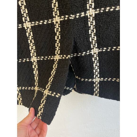 Anthropologie Endless Rose Woman Black Premium Plaid Oversize Tweed Bla… - Picture 10 of 12